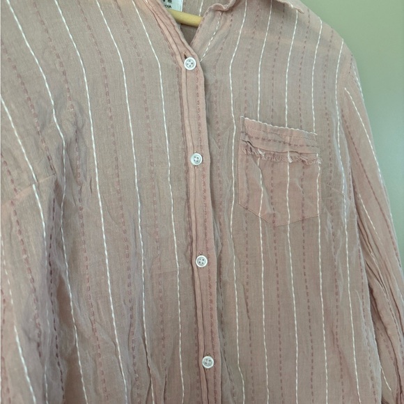 American Eagle Pink Cotton Button-up Top - Picture 6 of 9